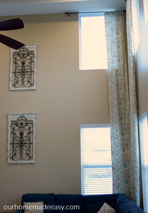 An easy tutorial on making your own two story curtain panels! Easy & Quick to make