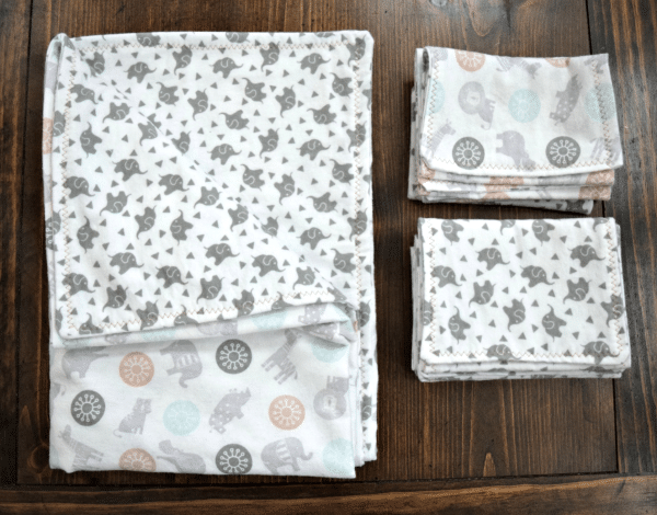 You can make baby blankets, swaddling blankets, or burp cloths with this simple baby blanket tutorial