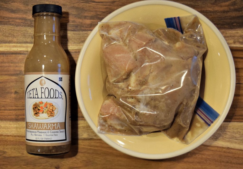 This store-bought chicken marinade is perfect for these easy chicken gyros