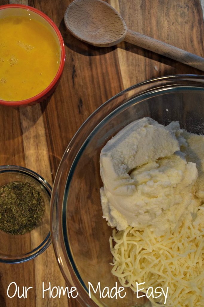 Ingredients for Cheesy Stuffed Shells filling