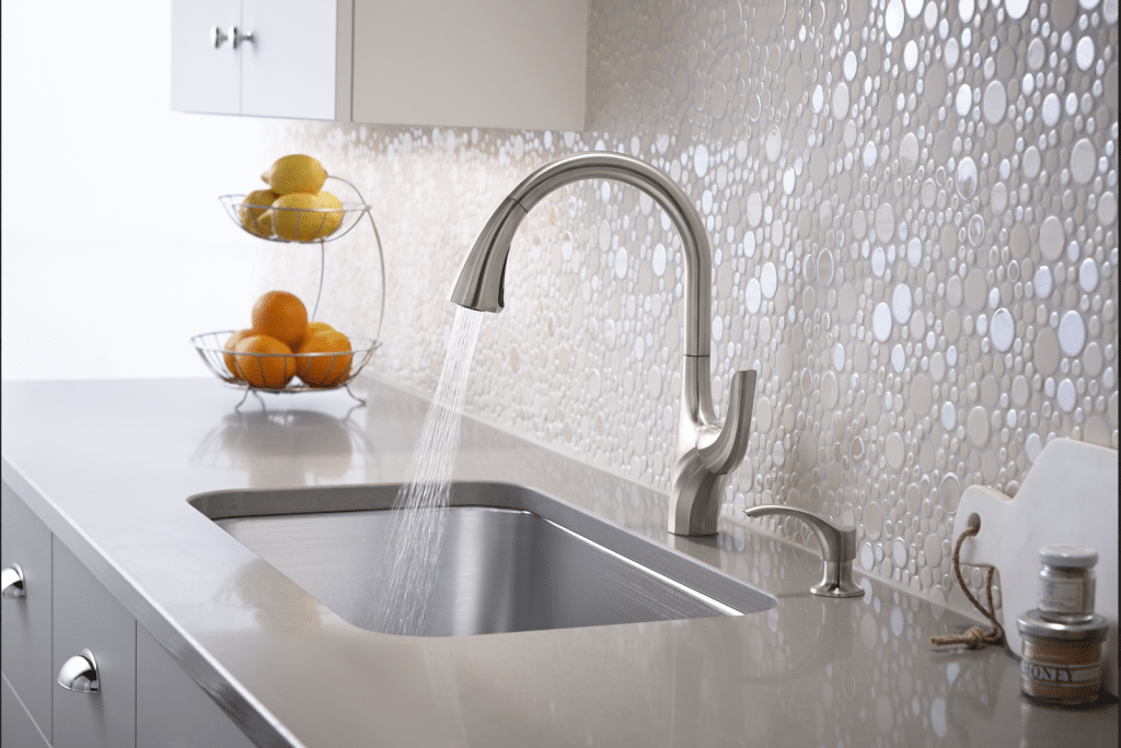 The Kohler Trielle Faucet is a single hand faucet that's slim and stylish and would look great in your kitchen