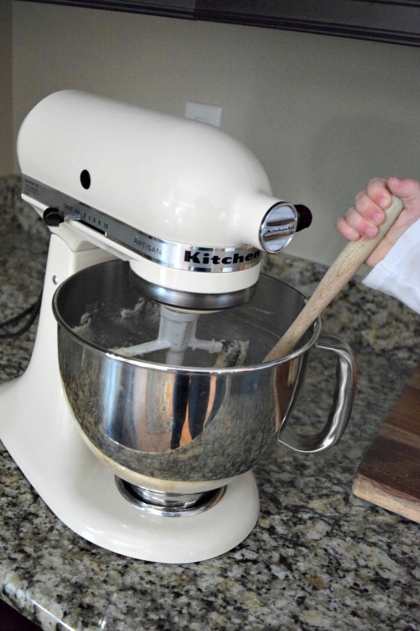 Using a stand mixer for this Easter Egg sugar cookie recipe makes mixing the dough quicker and helps with the mess