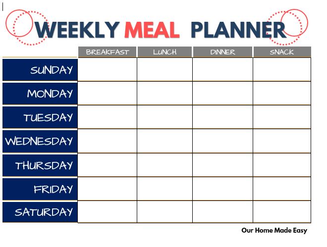 Plan your whole week of meals with this FREE printable meal planner