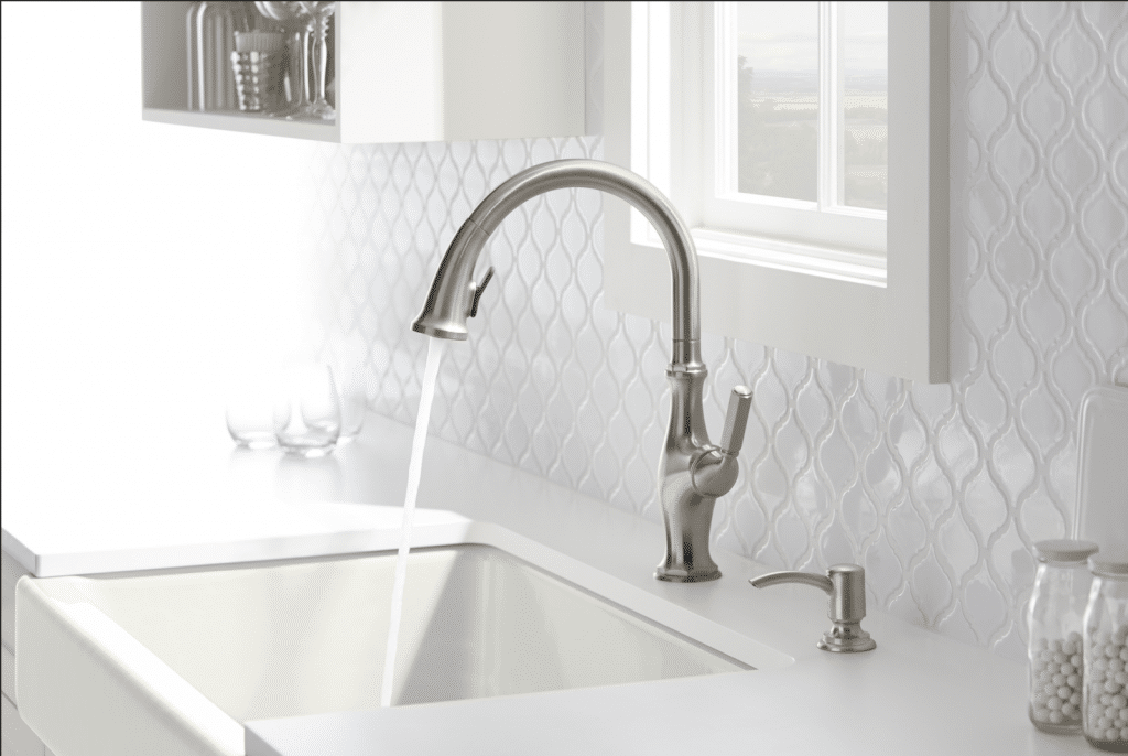 A Kohler Worth Faucet has a slim and minimalist look with maximum functionality and style in your kitchen
