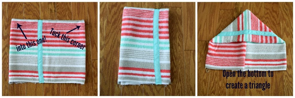 An easy step by step tutorial for how to make a hooded towel for little kids! Super easy. Click to see the steps