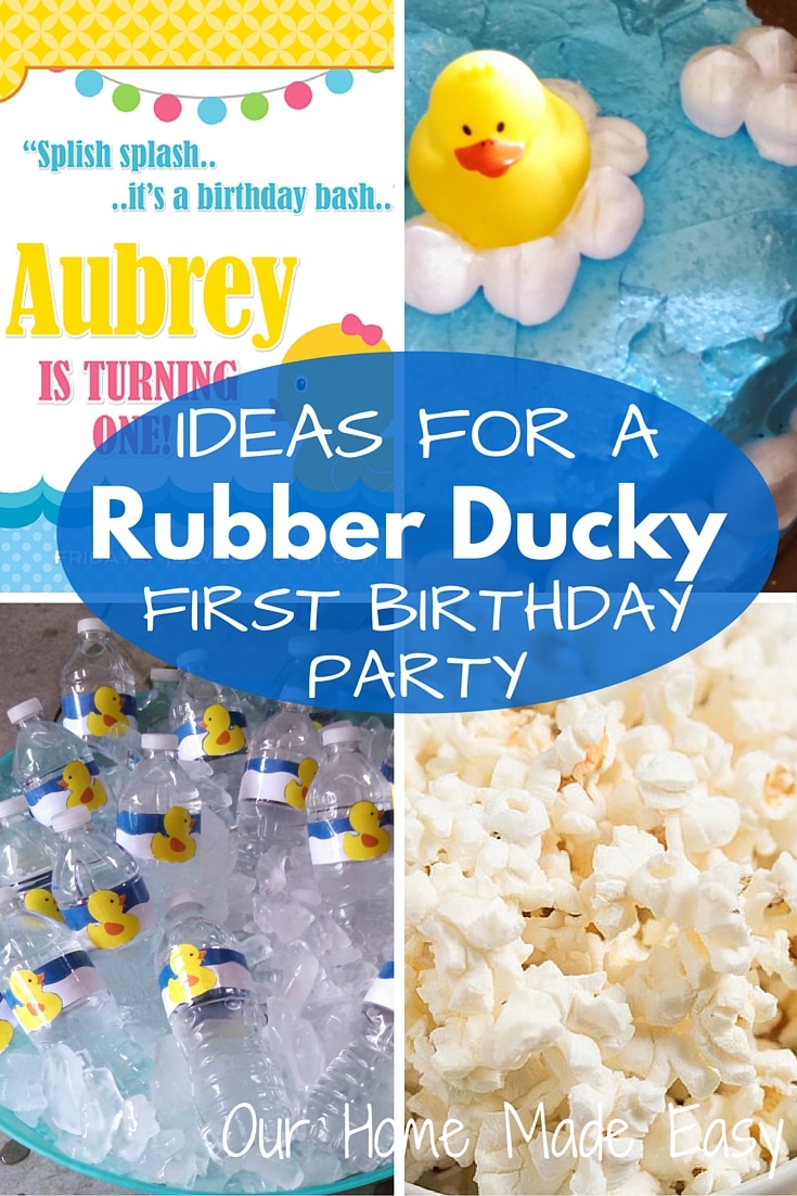 Lots of ideas to plan an adorable rubber duck theme first birthday party! Click to see them!