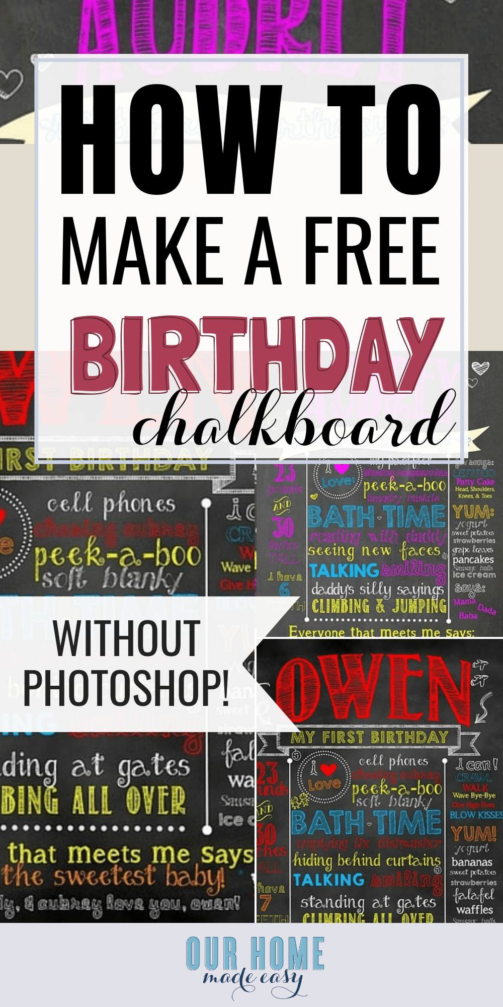 Who says you need to spend lots of money to create a custom birthday chalkboard? It's super easy! Here's how to create your birthday chalkboard for FREE! #firstbirthday #chalkboard #diybirthday