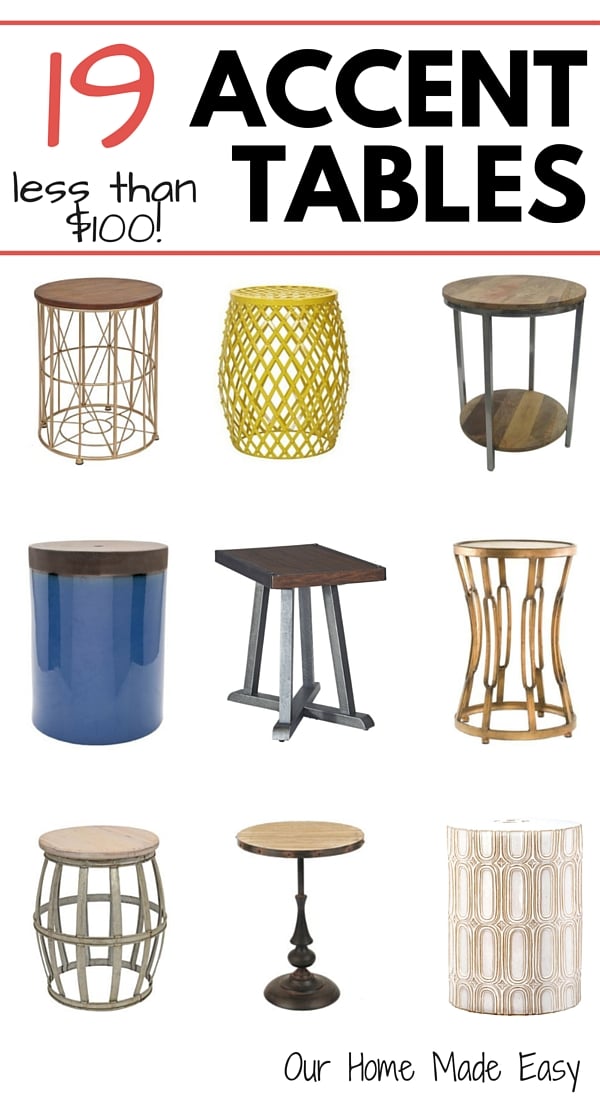 A List of 19 adorable and afforable end tables. All are less than $100 apiece! 