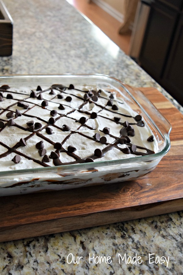 Chocolate Chip Cookie Dough Dessert! Easy & No Bake, perfect for get togethers! Click to see the recipe!