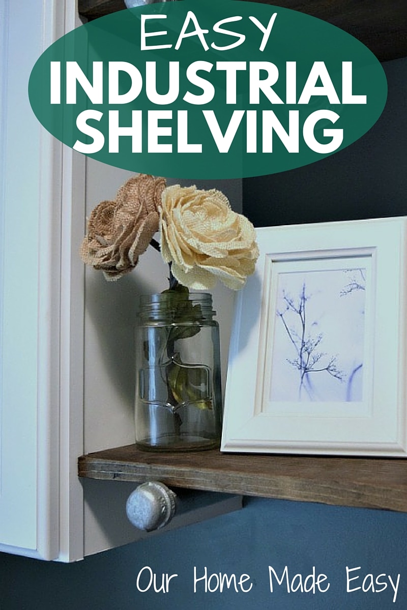 An easy DIY tutorial on making your own industiral shelving! They are super affordable, require few tools, and are easy enough to do in a few minutes time! Click to see the How-To!