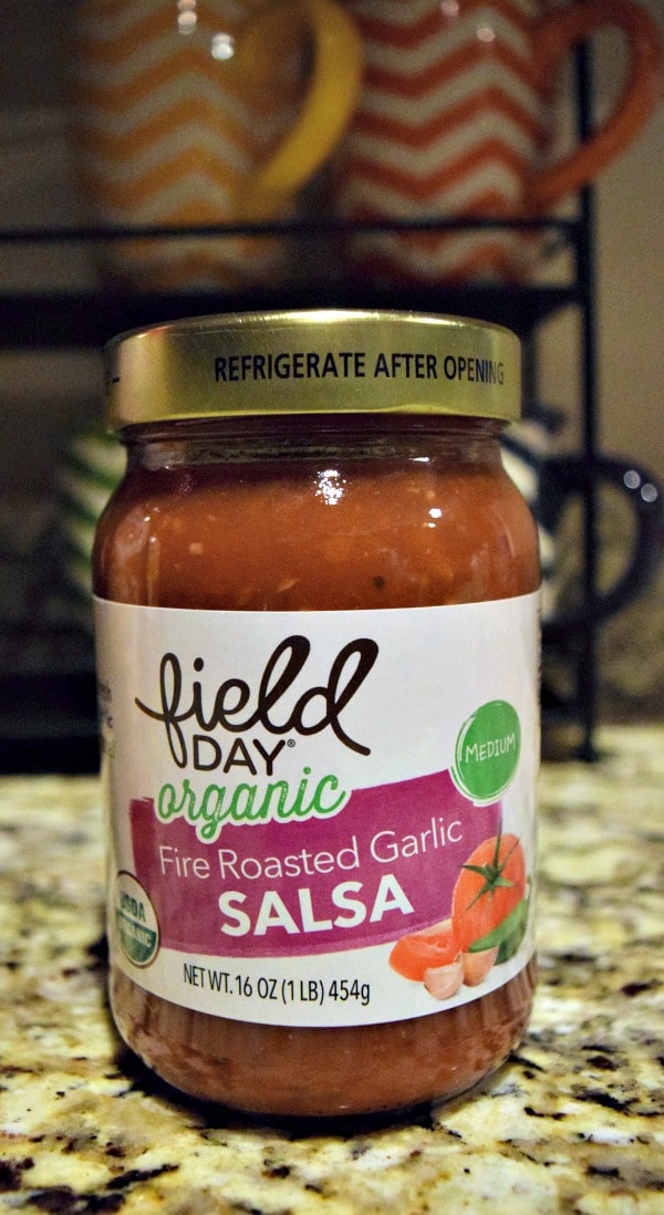 Field Day organic fire roasted garlic salsa gives some extra heat and flavor to the slow cooked chicken