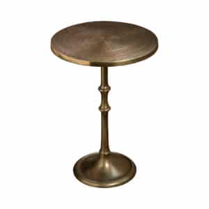 This industrial style brass Rowan End Table is a great accent piece