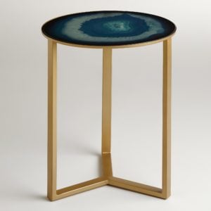 The Sapphire Harbin Accent Table has a gorgeous gem-like tabletop