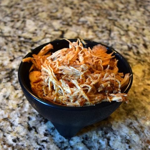 Chicken tacos with only TWO ingredients and your slow cooker. Perfect for week night dinners. Click to see the recipe!