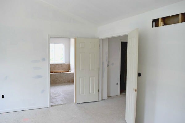 The Before Photos! Great ideas for a rustic transitional master bedroom. Lots of white and wood details.