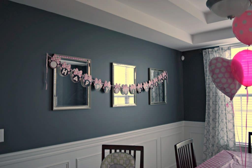 This Minnie Mouse birthday banner was perfect for our Minnie Mouse Birthday Party 