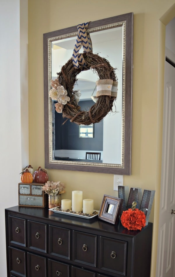 Check out our home's fall decorations! The include a mix of store bought decor and lots of DIY!