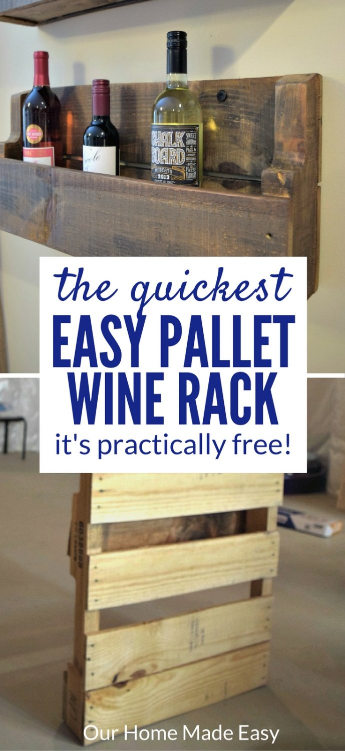 Here's how to make a quick and easy pallet wine rack that costs next to nothing!