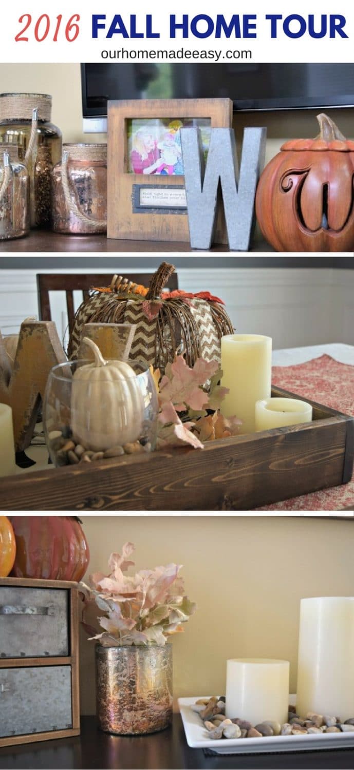 Check out our home's fall decorations! The include a mix of store bought decor and lots of DIY!