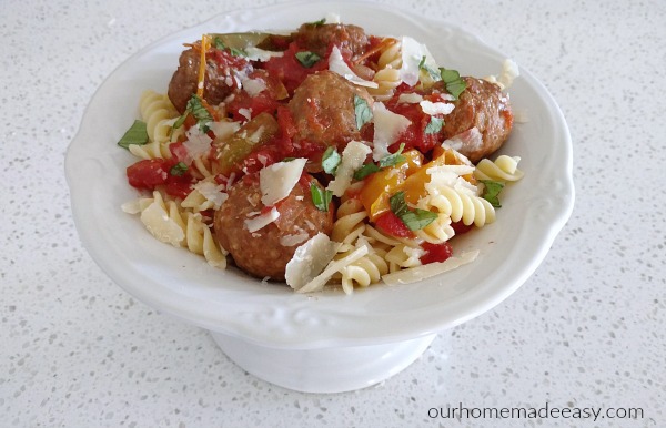 This italian meatball and pasta dish is an easy slow cooker dinner that the whole family will love