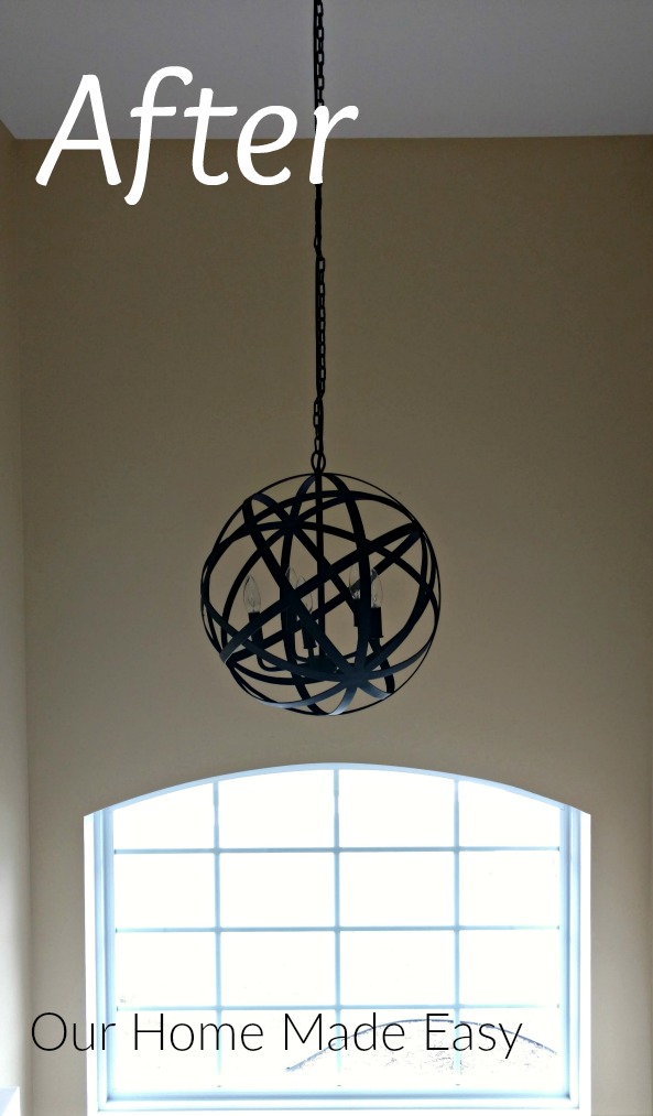 THis gorgeous foyer chandelier is perfect for our farmhouse style decor