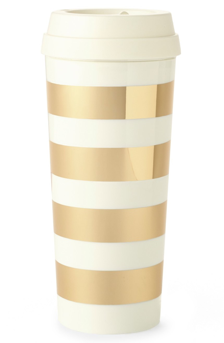 This Kate Spade Gold Stripe Coffee Mug is perfect for your on-the-go coworker friend