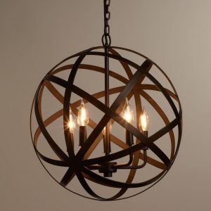 rustic globe style foyer chandelier