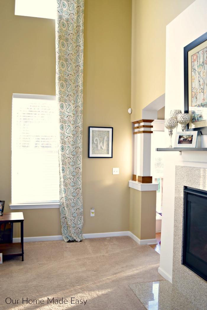 Our Sherwin Williams consultant helped us pick this custom color for our living room--a warm beige yellow.
