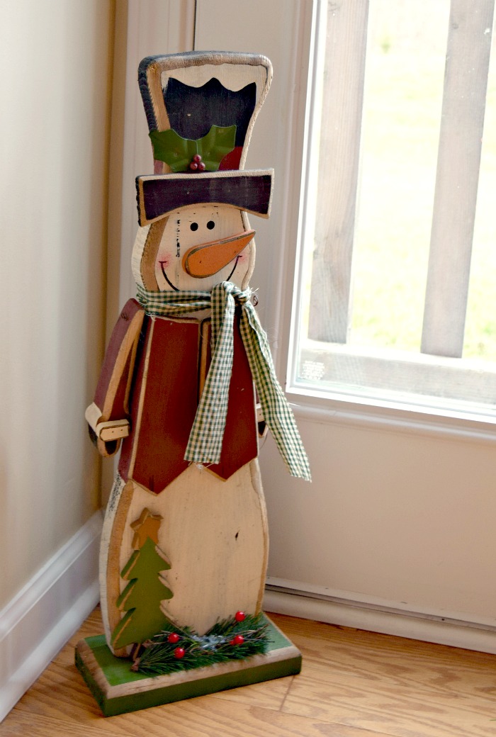 I scored this adorable wood snowman at a craft show, and I love bringing him out every Christmas!