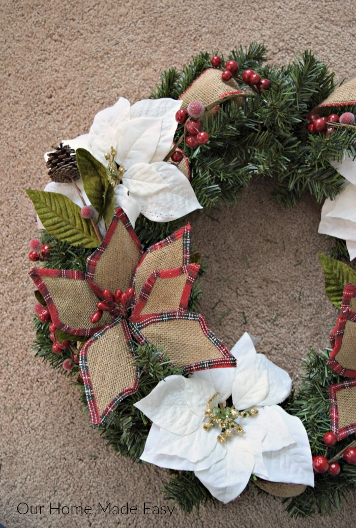 Add the floral picks to your Christmas wreath 