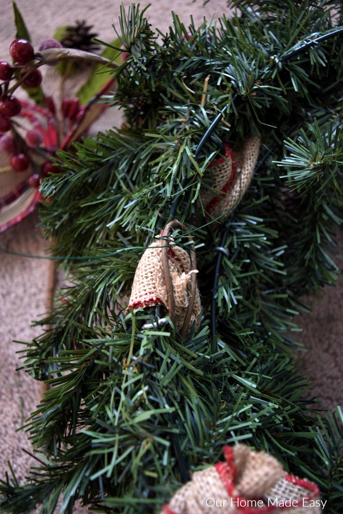 Secure the floral picks to the wreath using floral wire