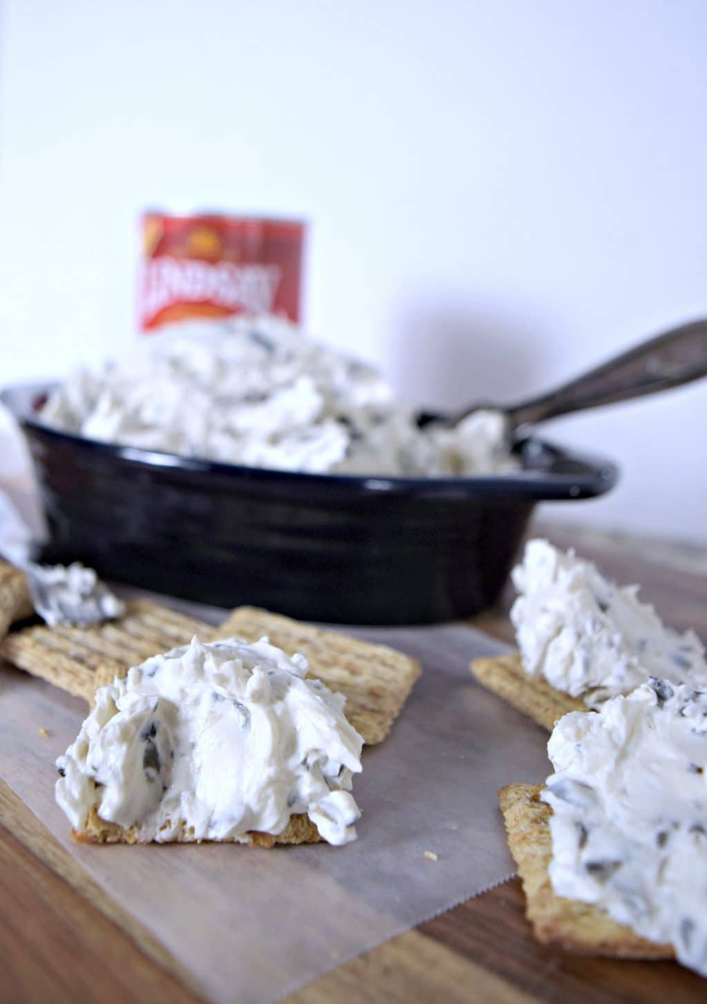 Make this easy appetizer with only 3 ingredients! Black Olive Cream Cheese Dip #sponsored