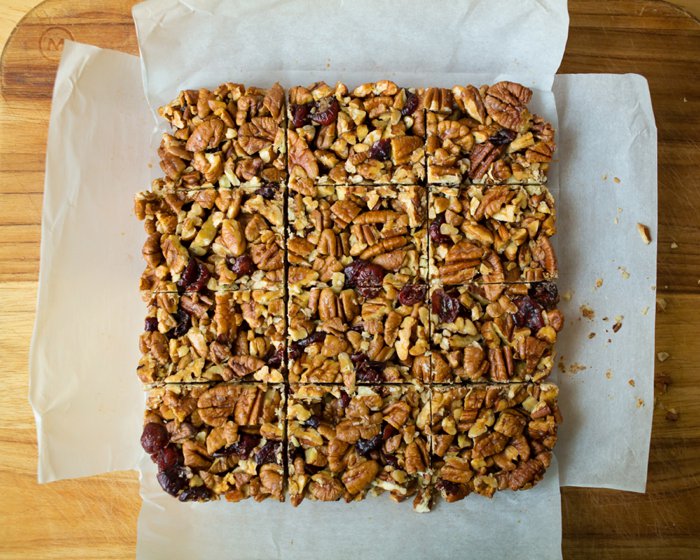 Delicious and healthy pecan cranberry nut bars are a perfect on-the-go energy treat