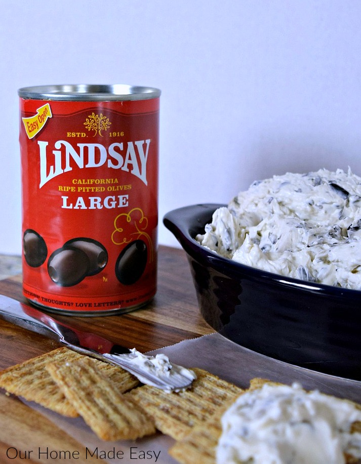 Make this easy appetizer with only 3 ingredients! Black Olive Cream Cheese Dip #sponsored