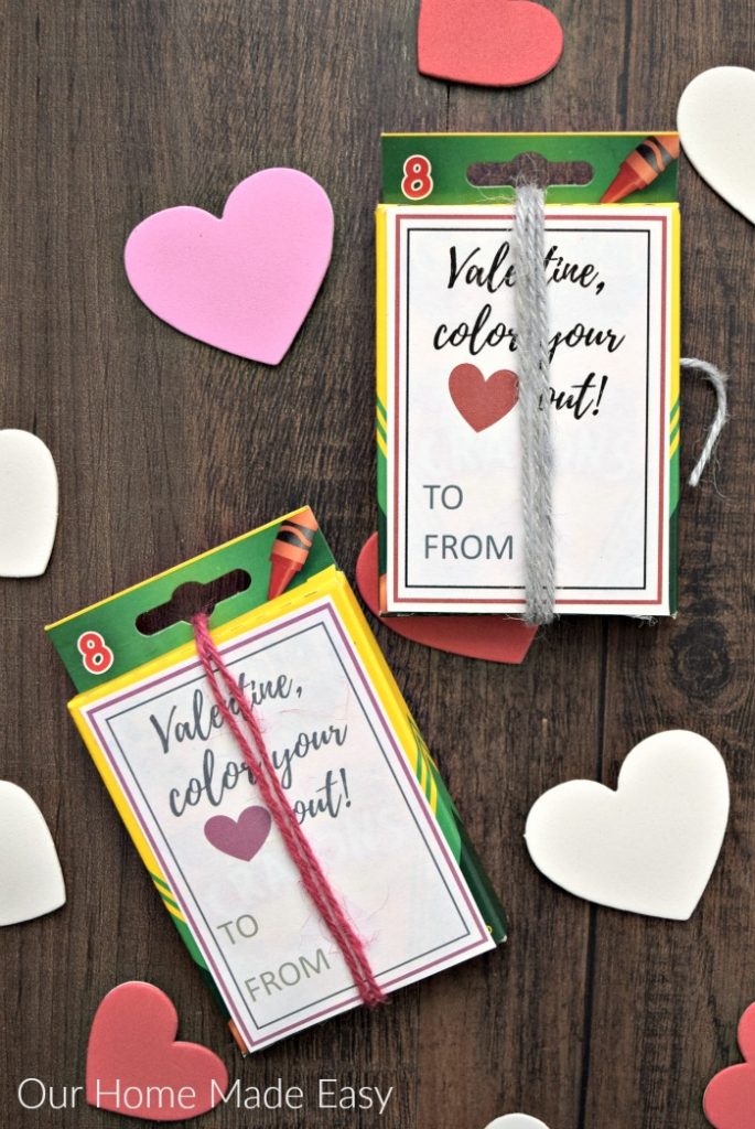 An easy non candy valentine for kids! Crayon box printable