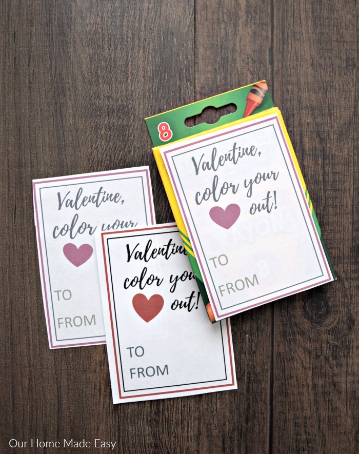 An easy non candy valentine for kids! Crayon box printable