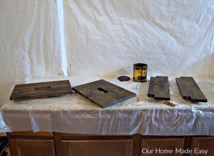 The step portions of the ikea bekvam stool were much easier to stain separate from the legs