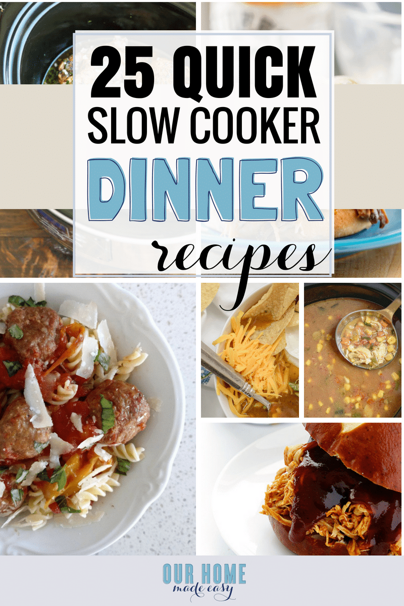 Here are more than 25 easy slow cooker recipes for dinner! They are perfect for making during the week. Set and forget them until dinnertime! Click to see them all!