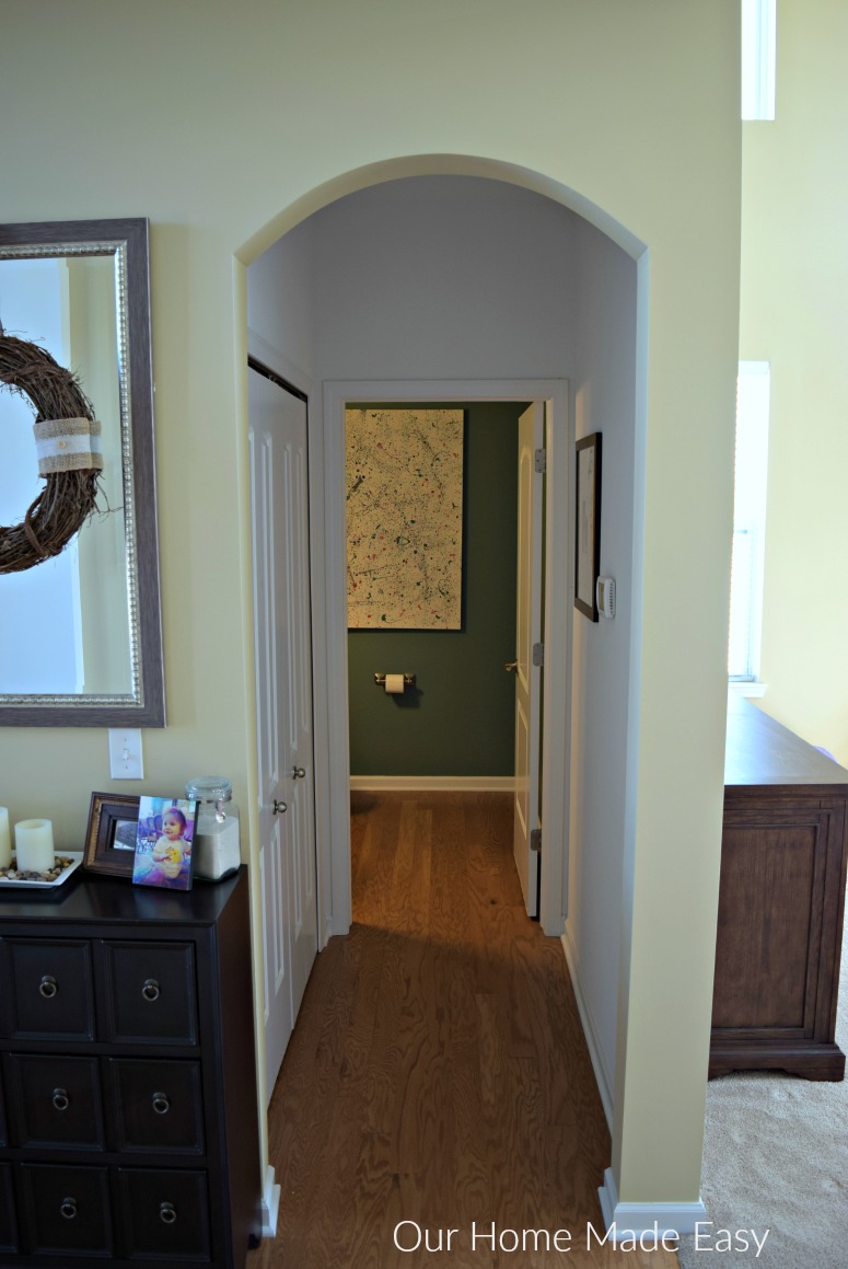 Our first floor powder room is a small room at the end of a hallway, and it needs a makeover!