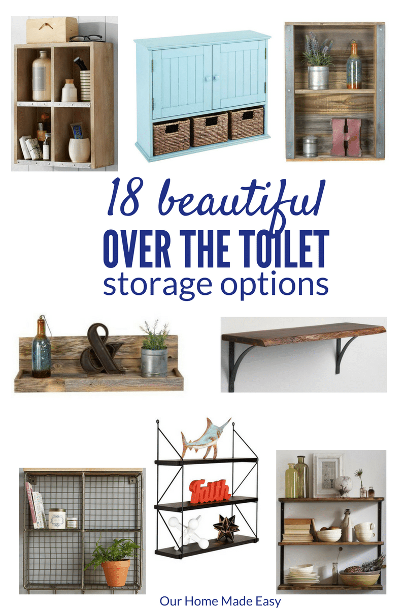 Have you ever wanted to add some personality to over the toilet storage? Here are 18 ideas to add stylish decor and functionality! Click to see them!