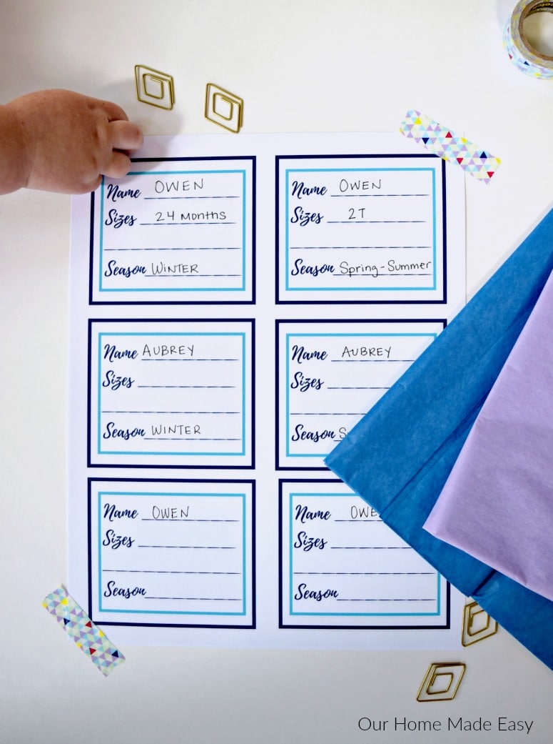 These free printable organizing labels will help you organize your children's clothing through seasons