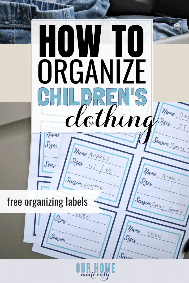 How to organize children's clothing - free organizing labels