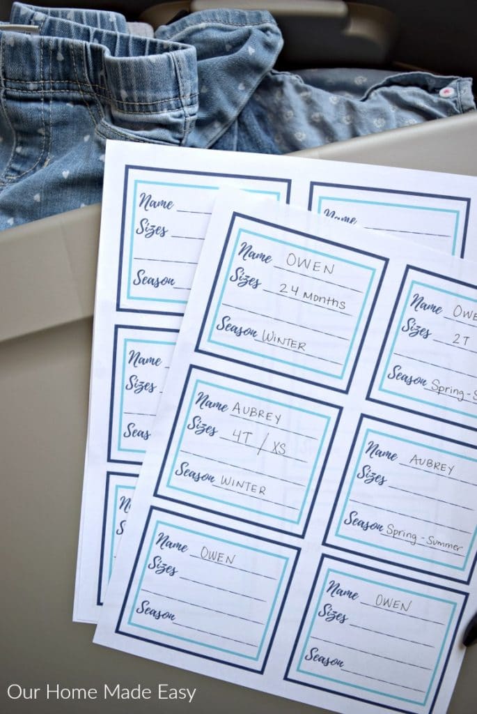 These free printable organizing labels will help make organizing your children's clothing simple