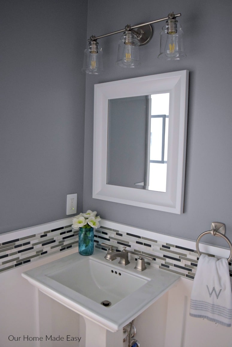 New sink and vanity in the newly madeover pwoder room