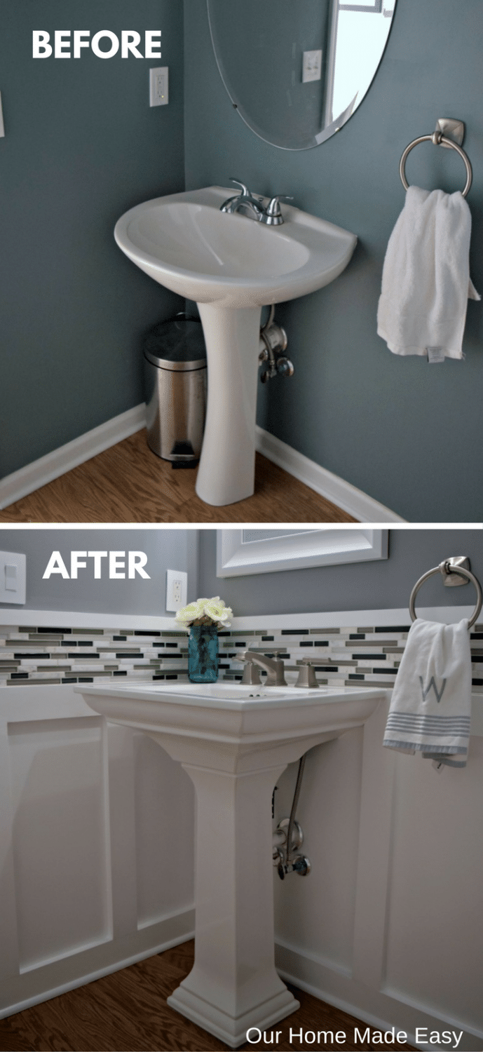 Before and after our DIY budget powder room makeover