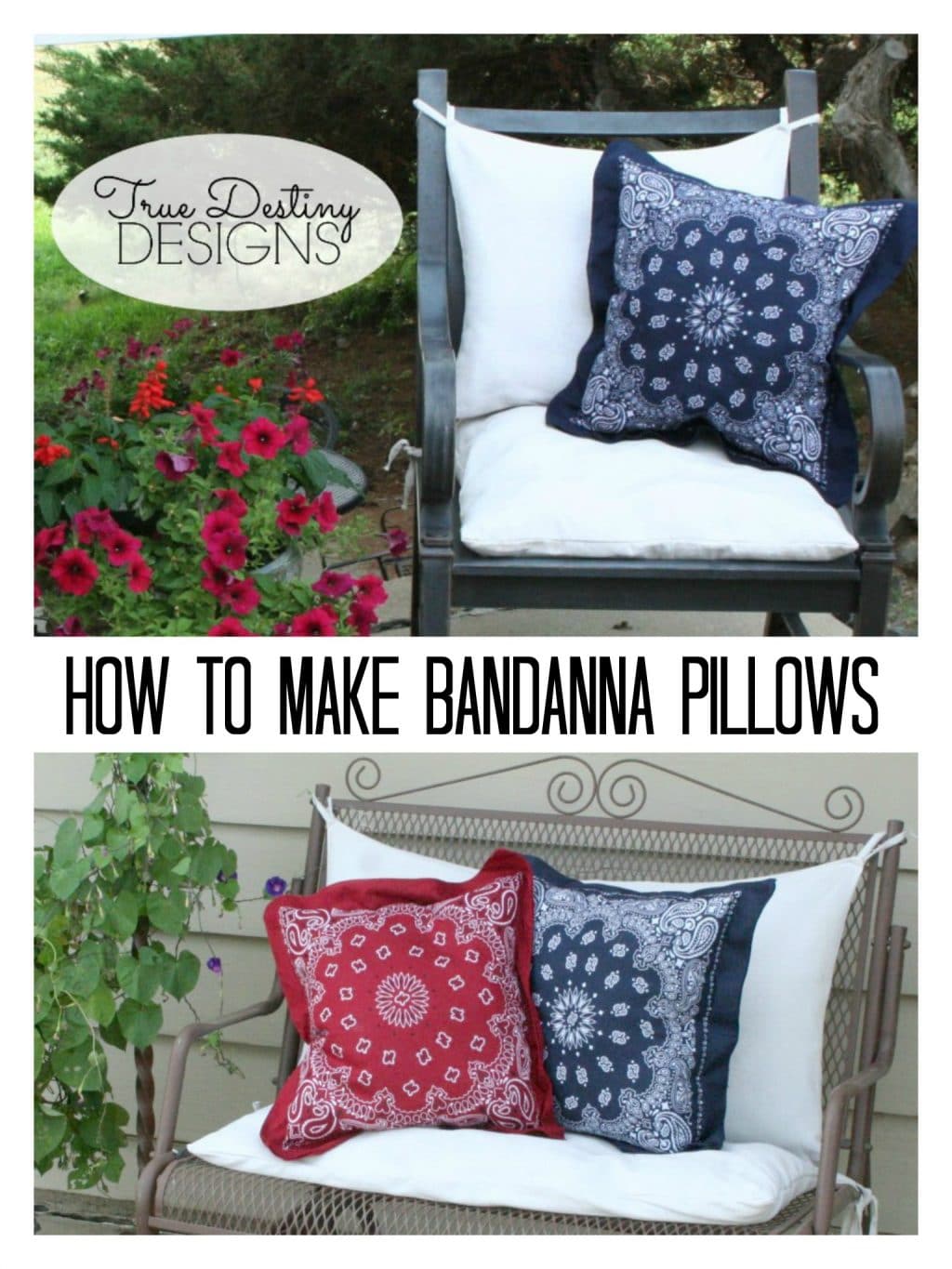 turn old bandanas into patriotic throw pillows with this easy tutorial