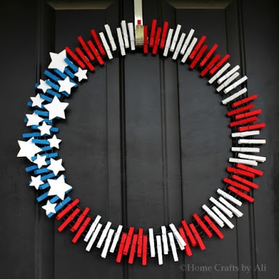 this flag wreath is the perfect way to bring a patriotic touch to your front door