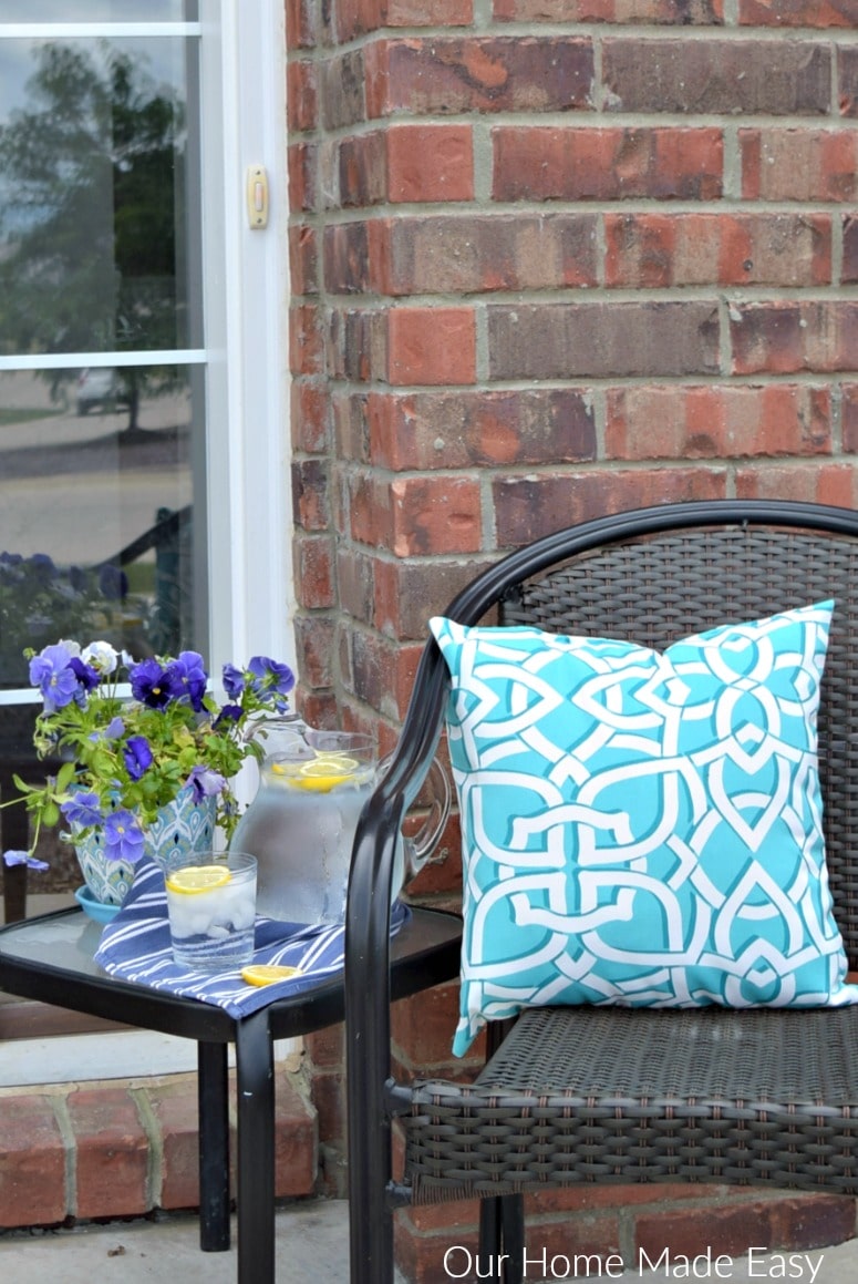 This sitting area on our Summer front porch is a great way to enjoy the gorgeous summer weather