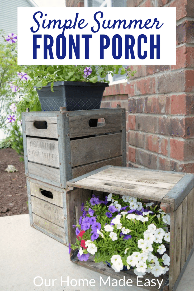 A cute little front porch decorated for summer! It's super easy to do it yourself in a few easy steps! See the front porch here!