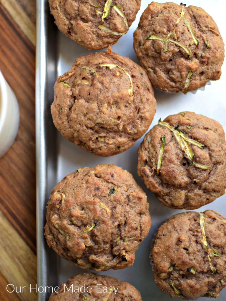 Make an easy fall breakfast zucchini walnut muffins with only 4 ingredients! They pair perfectly with the Starbucks® Pumpkin Spice Caffè Latte K-Cup® pod.